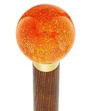Royal Canes Sparkling Amber Round Knob Cane w/ Custom Color Ash Shaft & Collar