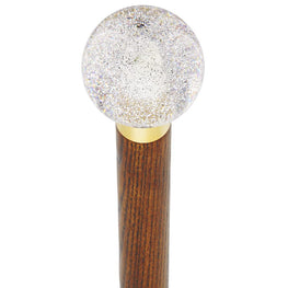 Royal Canes Sparkling Clear Round Knob Cane w/ Custom Wood Shaft & Collar