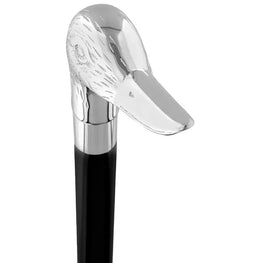 Royal Canes Chrome Plated Duck Handle Walking Cane w/ Custom Shaft and Collar