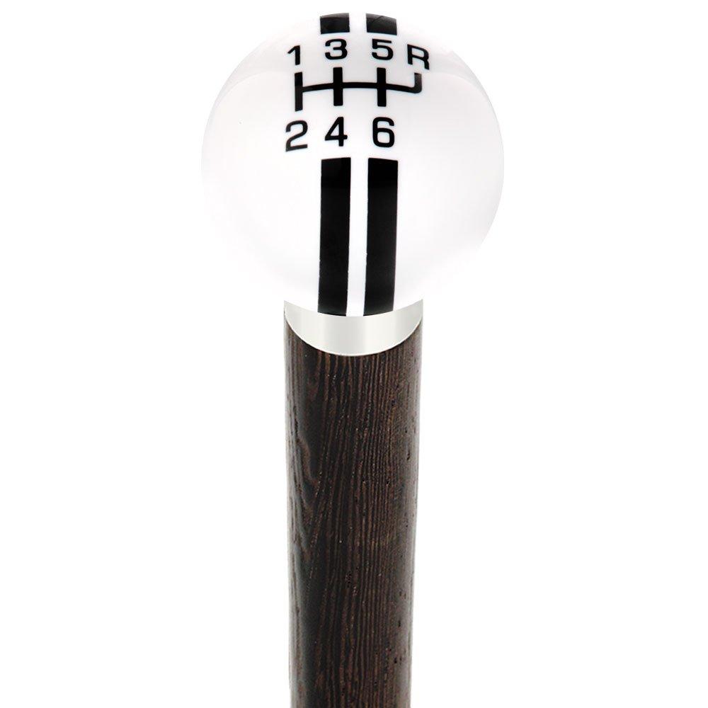 Classic Black & White Rally Shift Round Knob Cane with Custom Wood