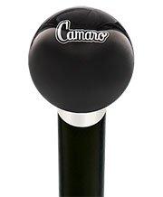 Royal Canes Licensed Camaro Emblem Black Round Knob Cane w/ Custom Wood Shaft & Collar