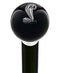 Royal Canes Licensed Mustang Cobra Emblem Black Round Knob Cane w/ Custom Wood Shaft & Collar