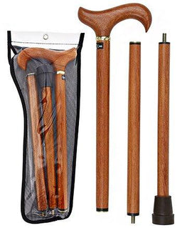Royal Canes Rosewood 3 Piece Folding Derby Walking Cane With Rosewood Shaft and Brass Collar