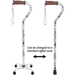 Royal Canes Dogs Convertible Quad Base Walking Cane with Comfort Grip - Adjustable Shaft