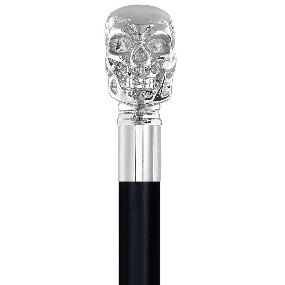Skull Handle Walking Flask Cane w/ Wooden Shaft