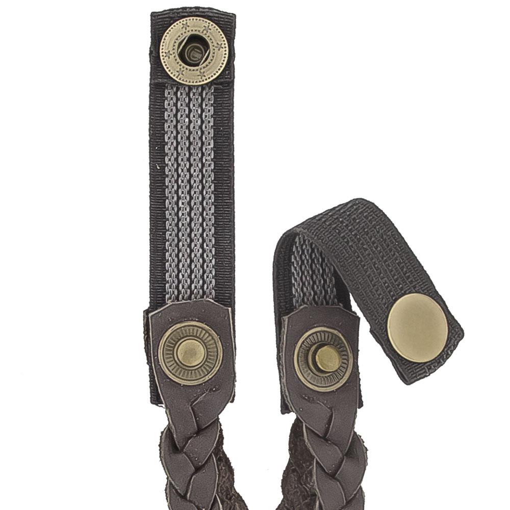 Cane Wrist Strap with Snap Genuine Brown Braided Leather