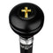 Royal Canes Christian Cross Birthday Symbol Knob Walking Stick w/ Black Beechwood Shaft & Pewter Collar