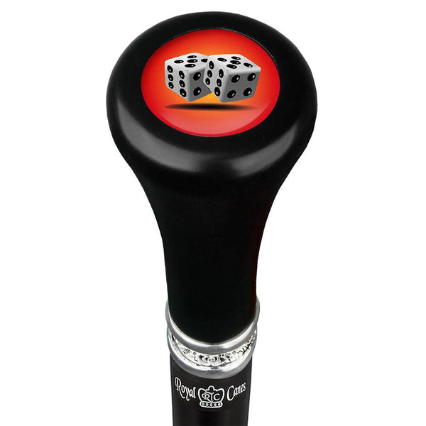 Royal Canes Dice Flat Top Walking Stick w/ Black Beechwood Shaft & Pewter Collar