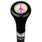 Royal Canes Peace Sign Flat Top Walking Stick w/ Black Beechwood Shaft & Pewter Collar