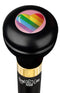 Royal Canes Rainbow Pride Heart Flask Walking Stick w/ Black Beechwood Shaft & Pewter Collar