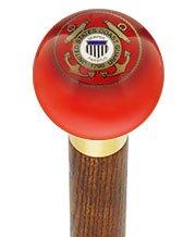 Royal Canes U.S. Coast Guard Red Round Knob Cane w/ Custom Color Ash Shaft & Collar