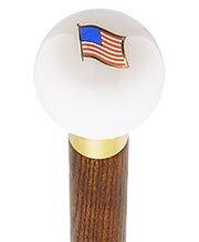 Royal Canes USA Flag White Round Knob Cane w/ Custom Color Ash Shaft & Collar