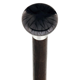 Royal Canes Nostalgia Pearl Black Flat Top Cane w/ Custom Wood Shaft & Collar