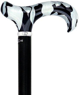 Royal Canes Black Onyx Derby Walking Cane With Black Beechwood Shaft and Silver Collar