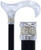 Royal Canes Black & White Pearlz with Rhinestone Collar and Black Adjustable Shaft