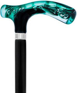 Royal Canes Green and Clear Acrylic Bubble Handle Cane w/ Custom Wooden Shaft
