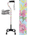 Royal Canes Pink Vivienne May Convertible Quad Base Walking Cane with Comfort Grip - Adjustable Shaft