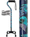 Royal Canes Blue Majestic Waves Aluminum Convertible Quad Base Walking Cane - Adjustable Shaft