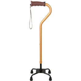 Royal Canes Gold Convertible Quad Base Walking Cane with Comfort Grip - Adjustable Shaft