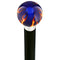 Royal Canes Burst of Flames Blue Transparent Round Knob Cane w/ Custom Wood Shaft & Collar