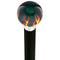 Royal Canes Burst of Flames Green Transparent Round Knob Cane w/ Custom Wood Shaft & Collar