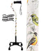 Royal Canes Watercolor Bird Convertible Quad Base Walking Cane with Comfort Grip - Adjustable Shaft
