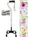 Royal Canes Watercolor Flowers Vivienne May Convertible Quad Base Walking Cane with Comfort Grip - Adjustable Sh