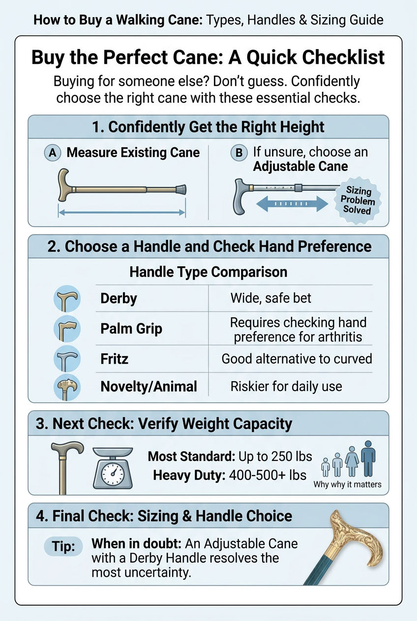 How to Buy a Walking Cane: Types, Handles & Sizing Guide