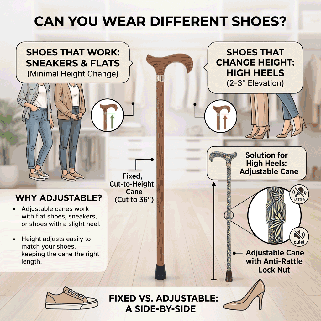 How to Choose a Walking Cane When You Wear Different Shoes