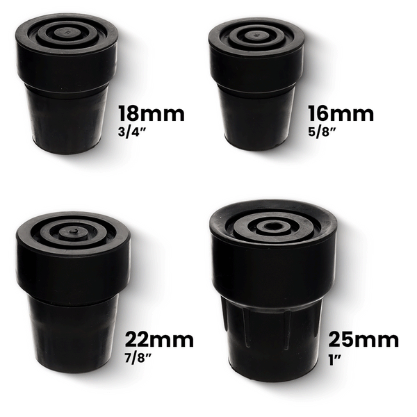 High-Quality Black Rubber Tip: Steel Insert, Choose Size