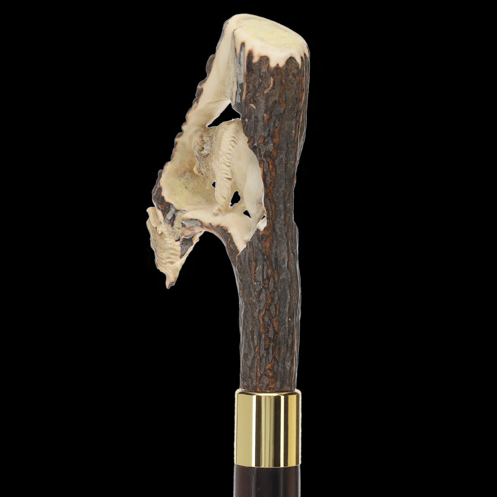 Carved Bison Antler Buffalo Bone: Collector Cane - Limited Supply