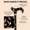 HD Pattern Designer Cane - Matching Handle & Shaft - Durable Adjustable Aluminum