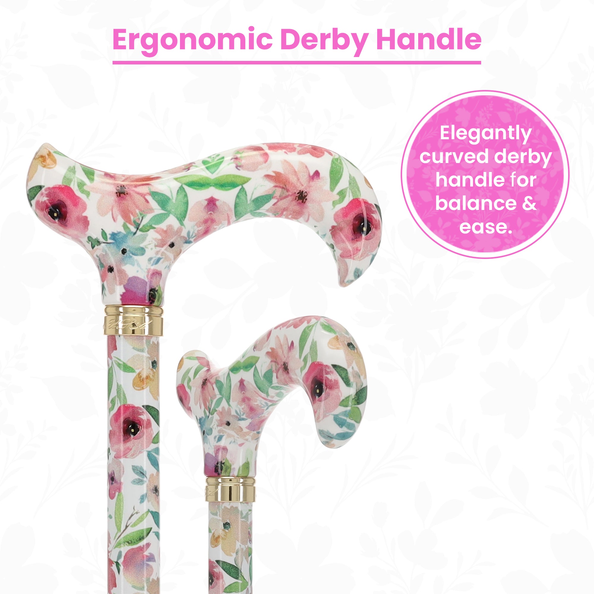 HD Pattern Designer Cane - Matching Handle & Shaft - Durable Adjustable Aluminum