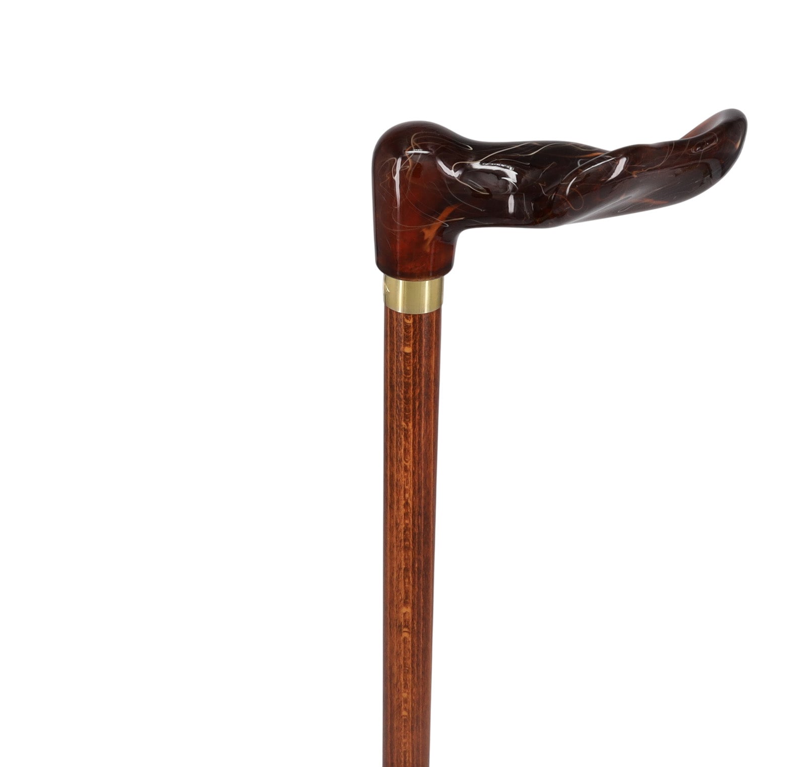 Hand-Specific Palm Grip Cane: Translucent Amber & Cherrywood