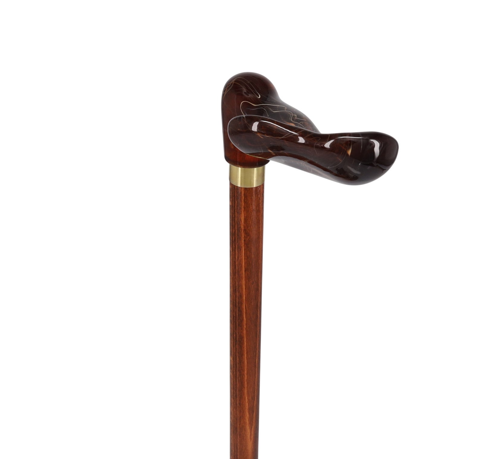 Hand-Specific Palm Grip Cane: Translucent Amber & Cherrywood