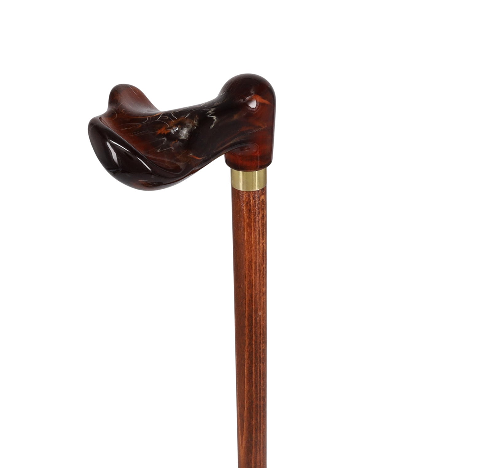 Hand-Specific Palm Grip Cane: Translucent Amber & Cherrywood