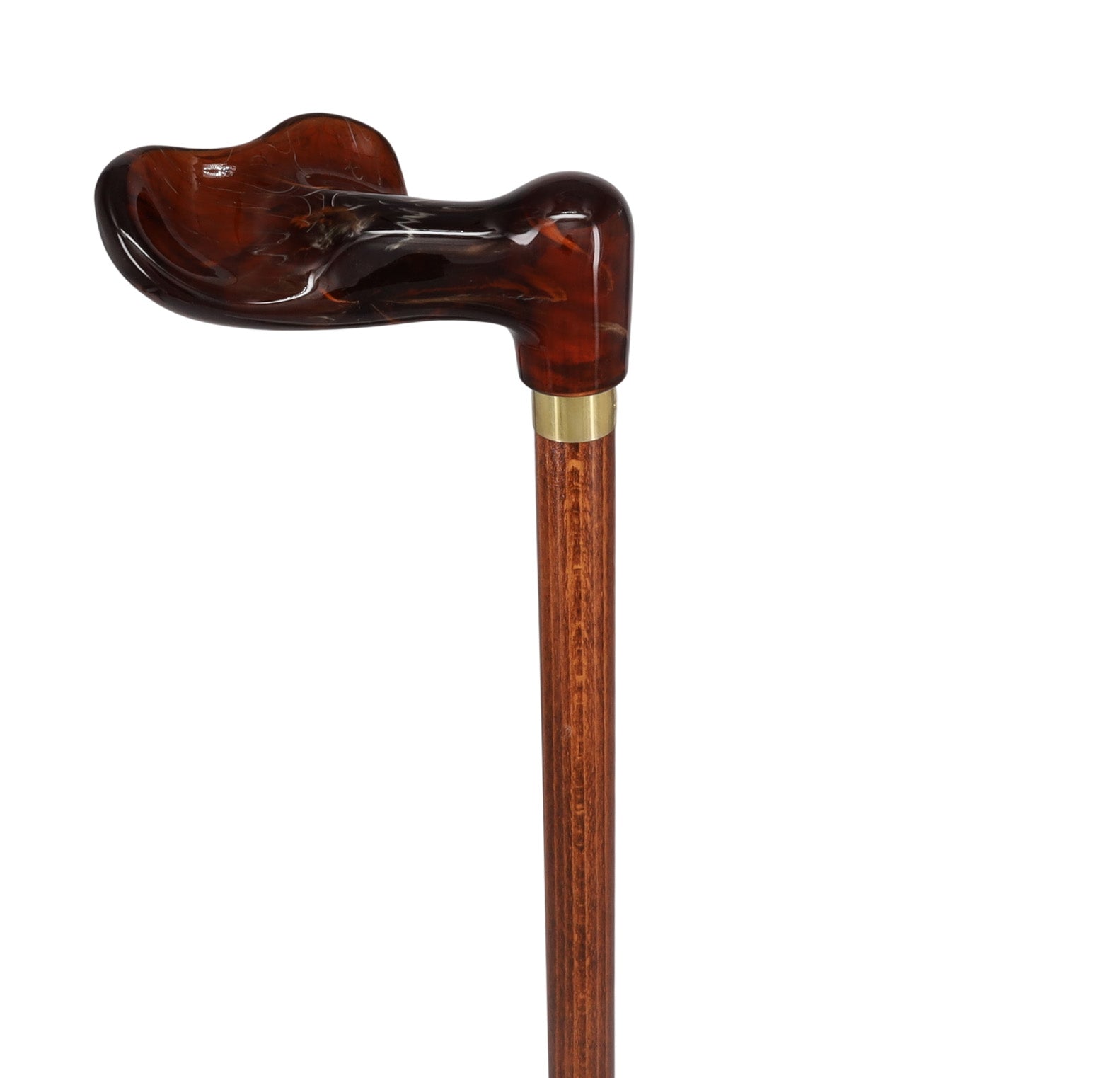 Hand-Specific Palm Grip Cane: Translucent Amber & Cherrywood