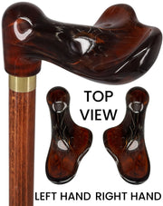 Hand-Specific Palm Grip Cane: Translucent Amber & Cherrywood