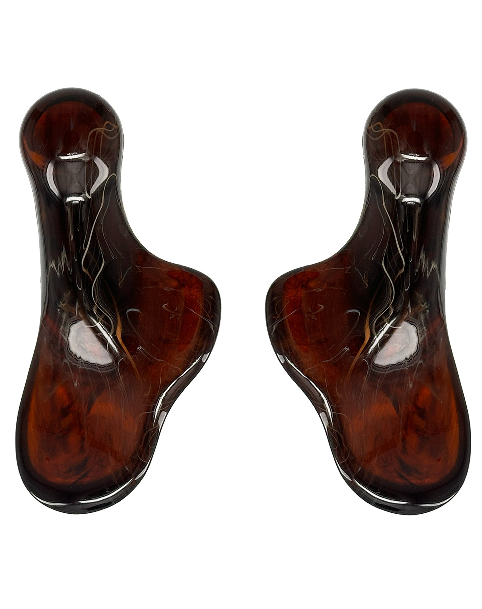 Hand-Specific Palm Grip Cane: Translucent Amber & Cherrywood