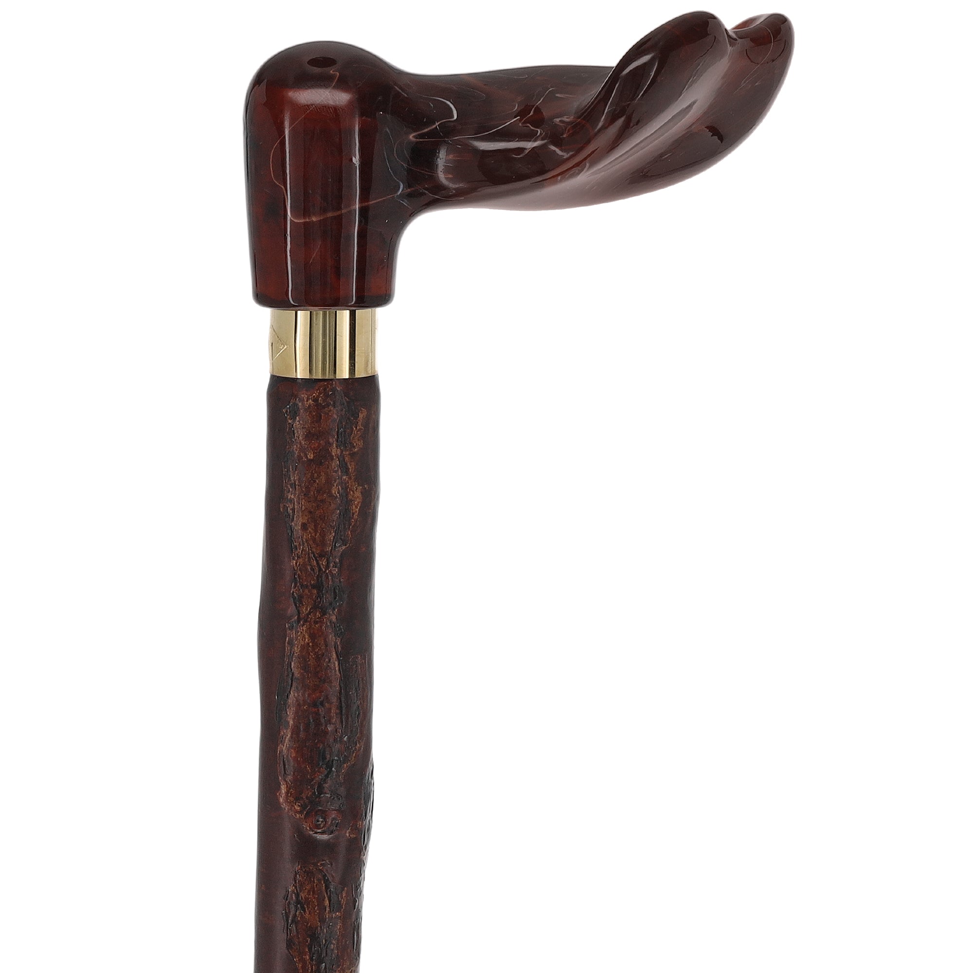 Victorian Walking Stick Cane with Honey Cognac Amber Handle - Ruby