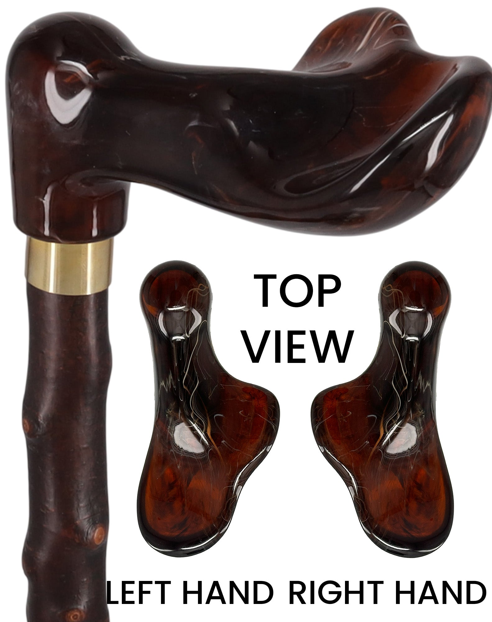 Blackthorn & Translucent Amber Style: Comfort Palm Grip Cane