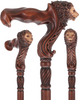 Lion Head: Artisan Intricate Handcarved Wood Cane (Right Hand)