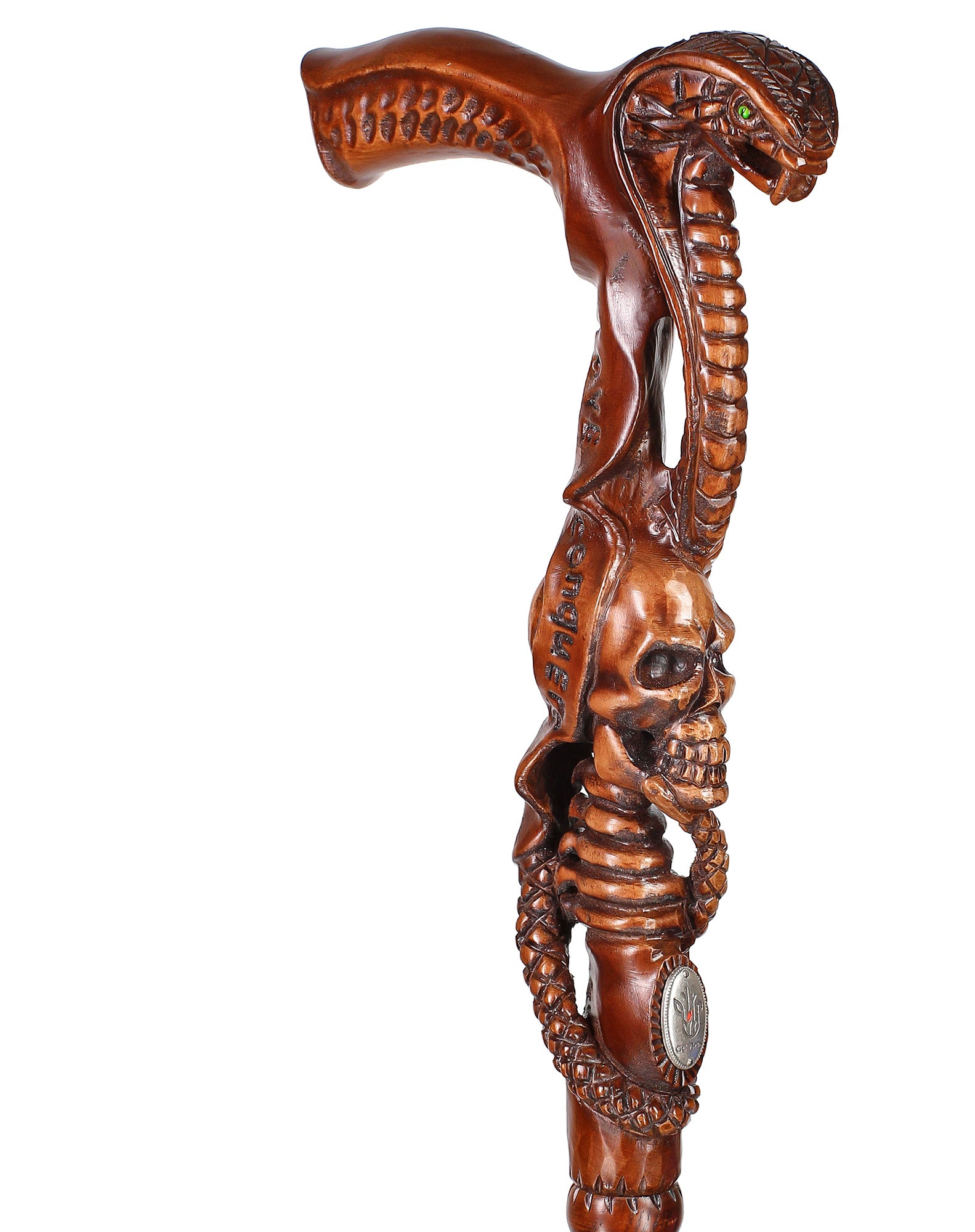 Cobra & Skull Encounter: Intricately Handcarved Artisan Cane