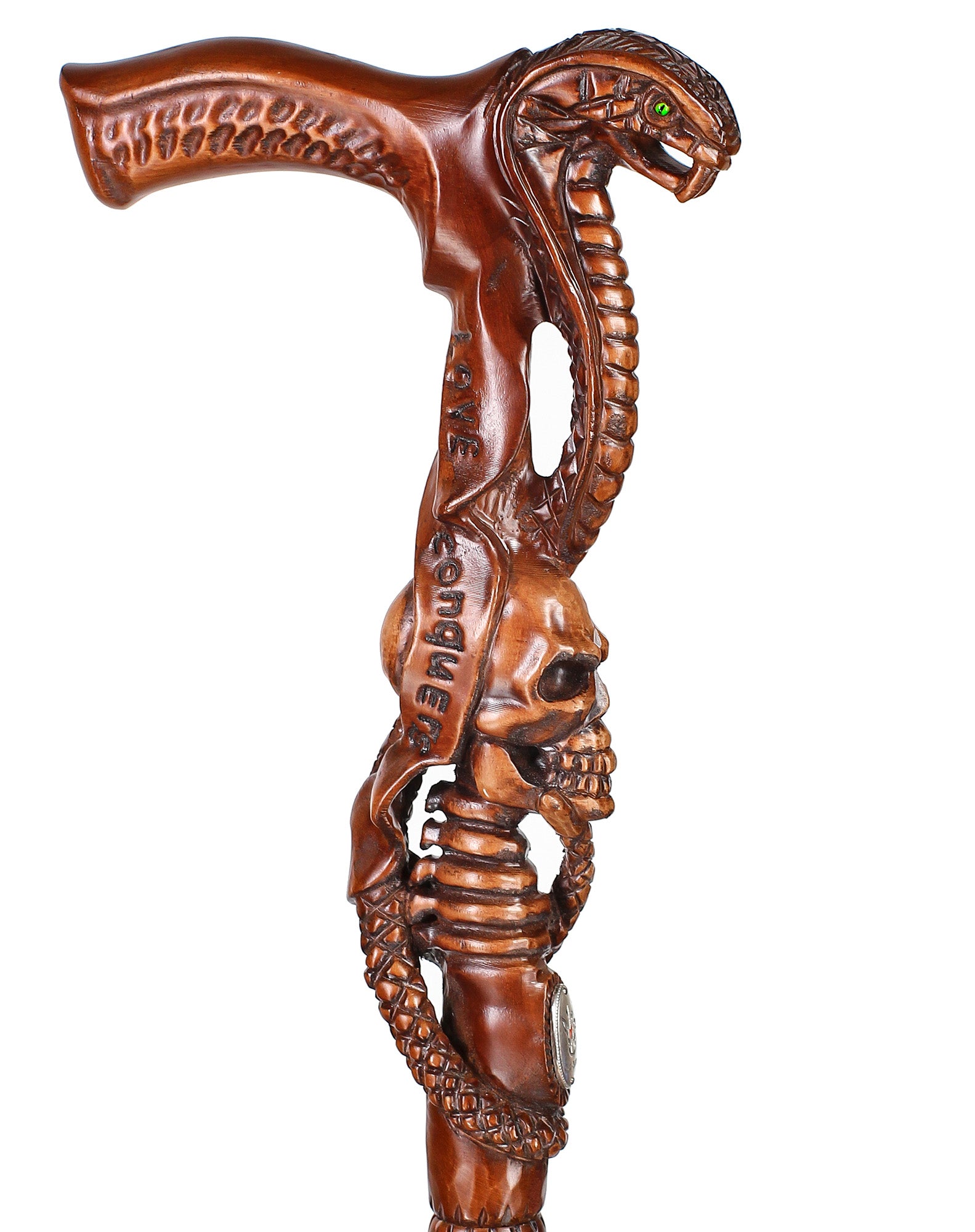 Cobra & Skull Encounter: Intricately Handcarved Artisan Cane