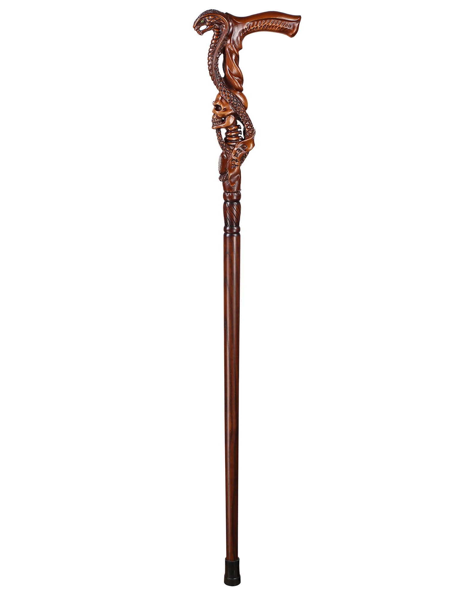 Cobra & Skull Encounter: Intricately Handcarved Artisan Cane