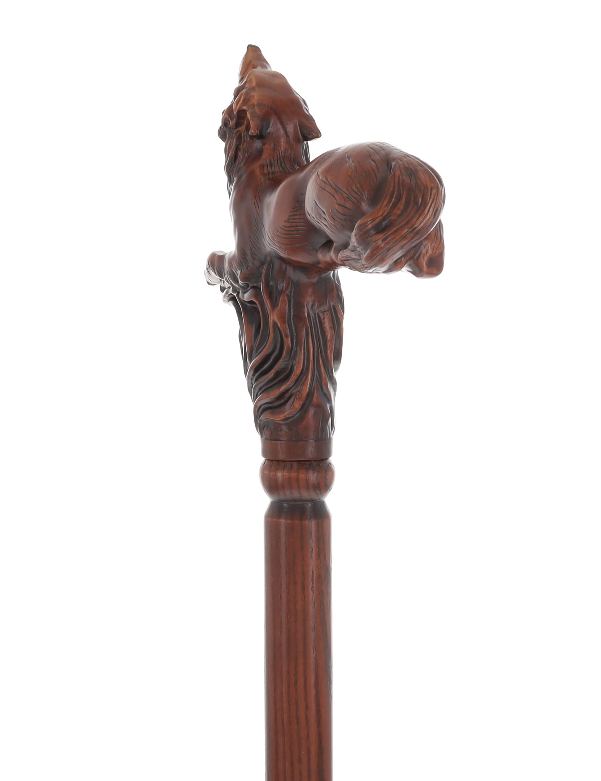 Howling Wolf Artisan Intricate Hand-Carved Walking Cane
