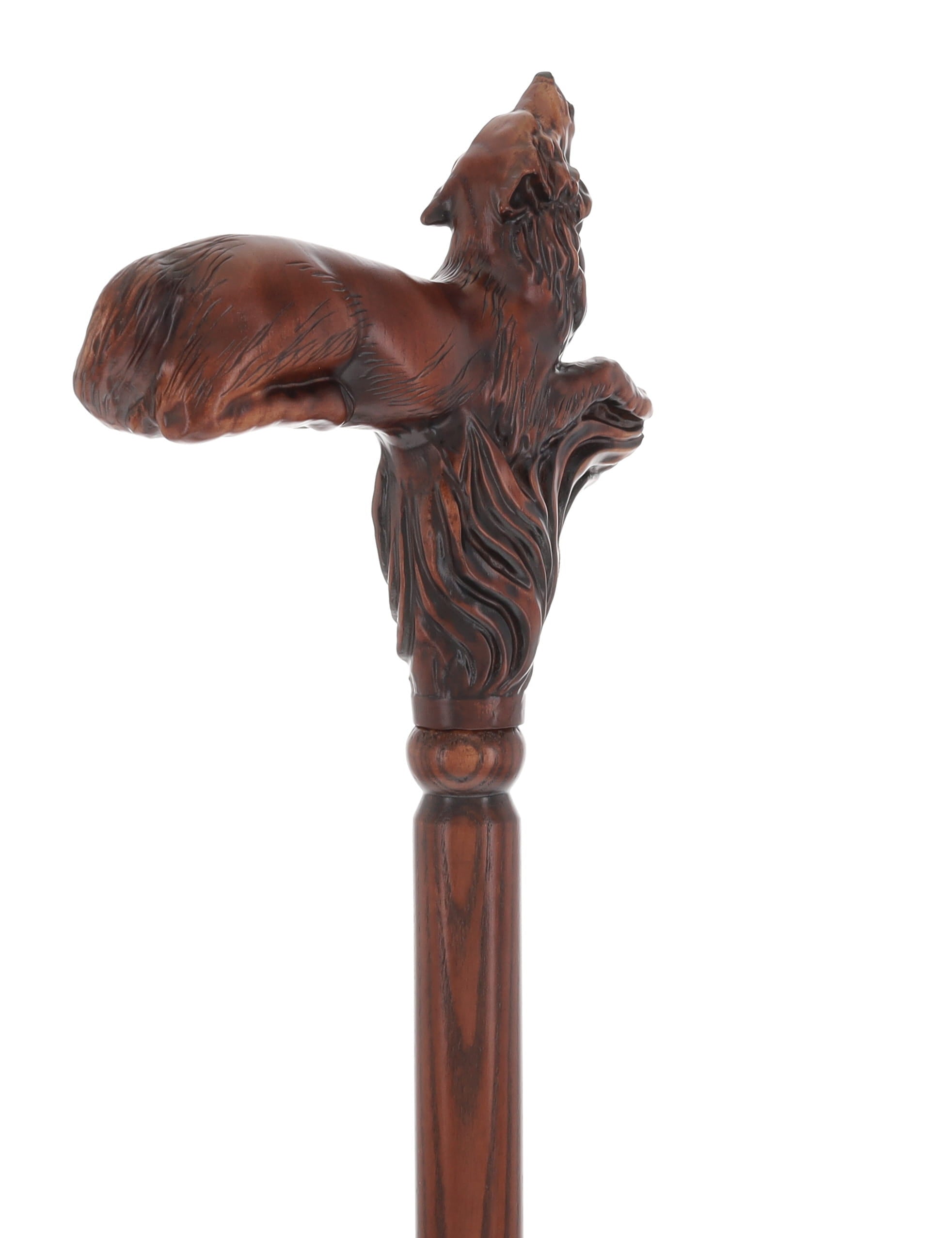 Howling Wolf Artisan Intricate Hand-Carved Walking Cane