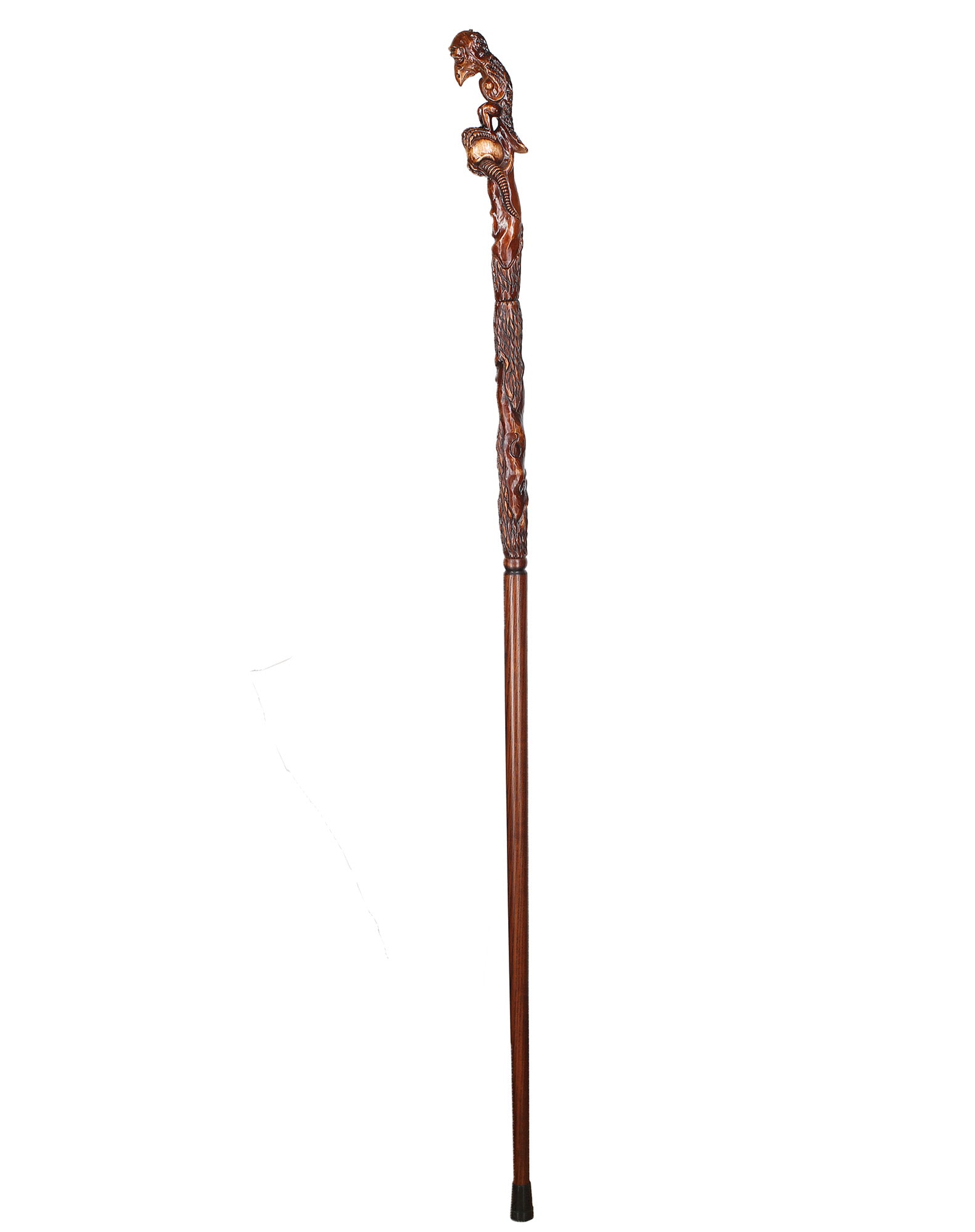 Sad Griffin Raven Bird Artisan Intricate Hand-Carved Walking Cane