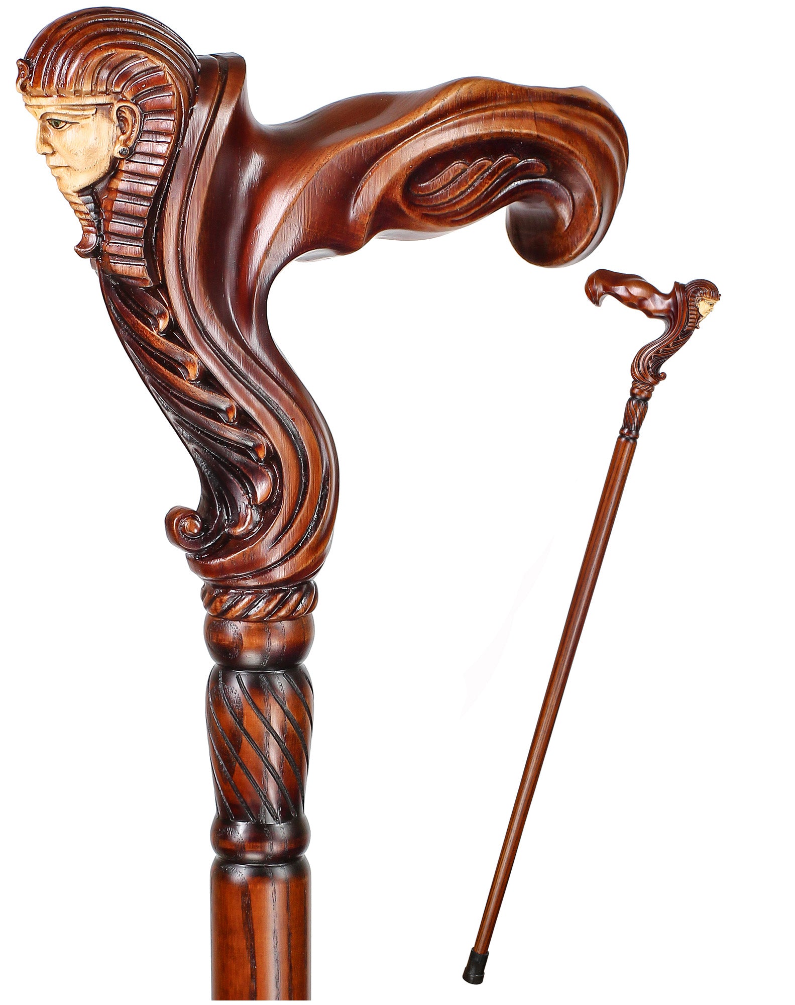 Tutankhamun: Ergonomic Intricate Handcarved Cane (Right Hand)