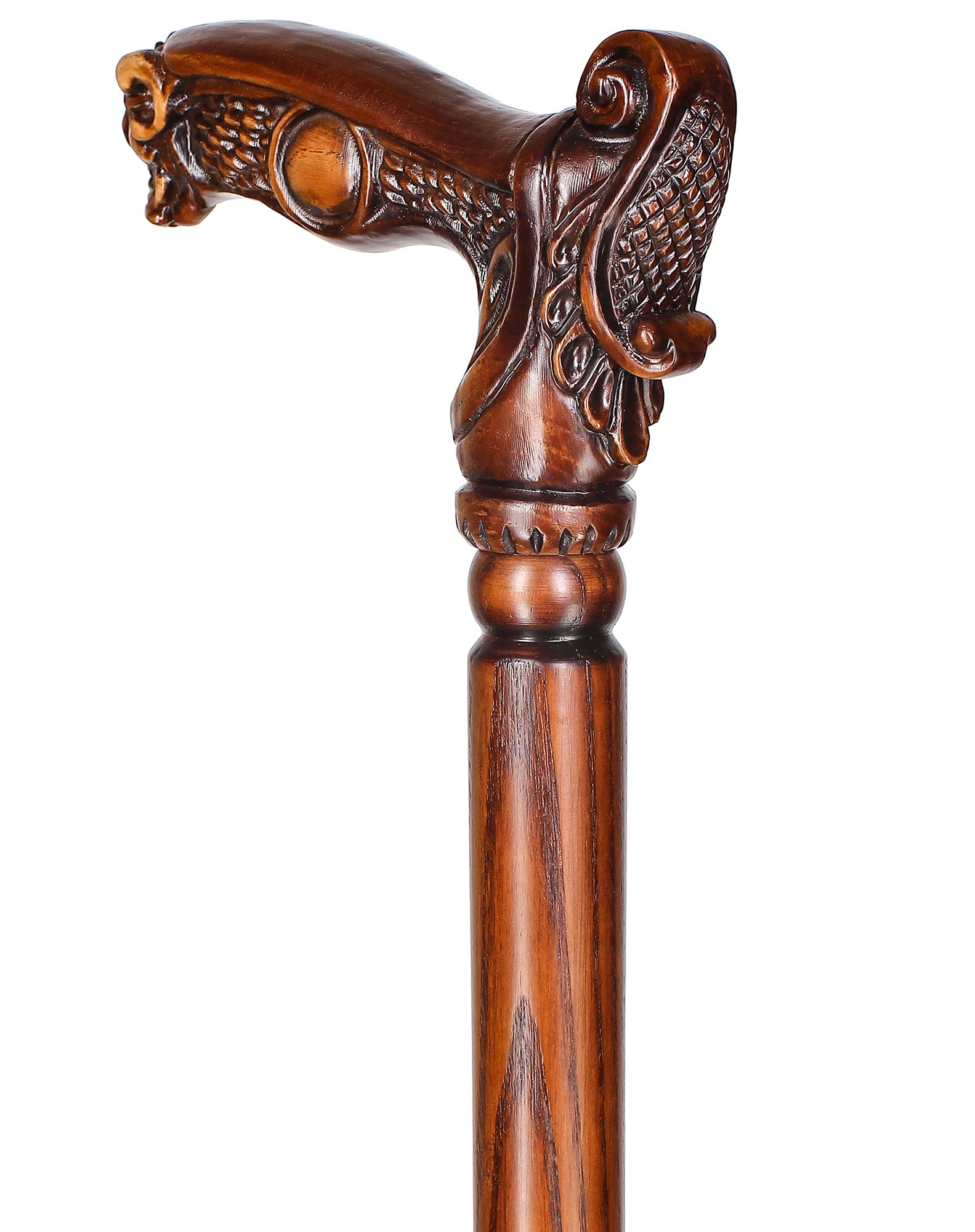 Boar Head: Artisan Intricate Detail Hand-Carved Walking Cane